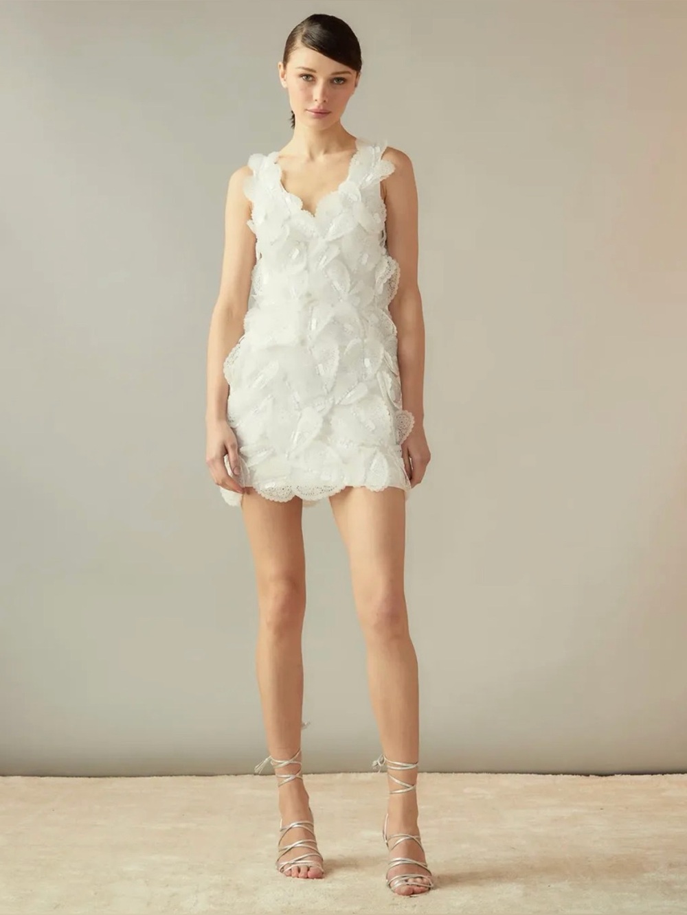 Cynthia Rowley Elle heart Embellished mini dress bridal formal  size M white